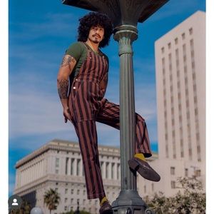 NEW!  Big Bud Press Black/Brown Striped Overalls Size P